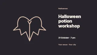 Halloween potion workshop presentation cover template · Horizontal photo dialogue