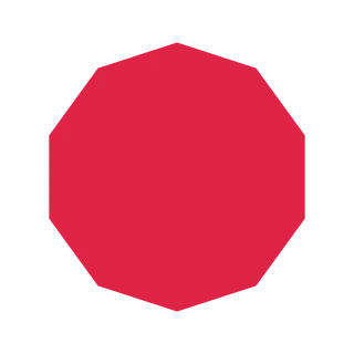 A mathematically regular 10-sided polygon with equally spaced vertices.