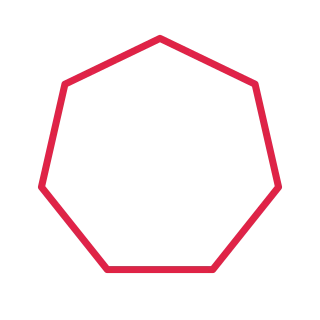 A mathematically regular 7-sided polygon with equally spaced vertices.