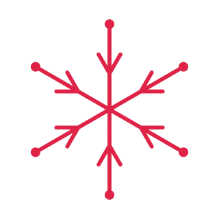 6 arm snowflake with 1 branch tiers and bead tips at 30 degrees.