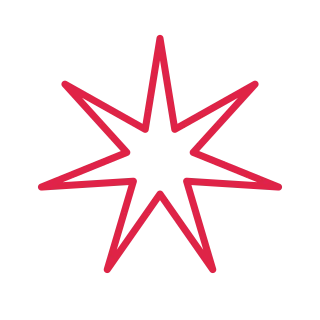 7 point slender star outline.