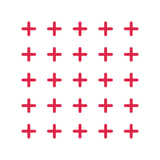 A 5 by 5 arrangement of cross grid marks leaves transparent space between the motifs.