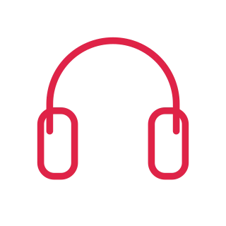 A rounded headphone band connects two rectangular ear cushions.