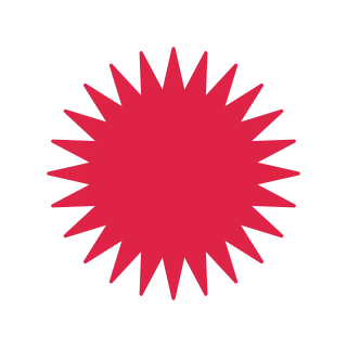A sharp radial badge has 24 evenly spaced outward points.