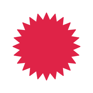 A soft radial badge has 24 evenly spaced outward points.