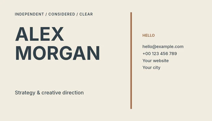 Editorial strategy business card template