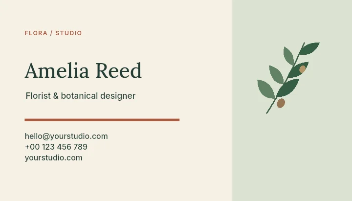 Flora studio business card template · Botanical business card
