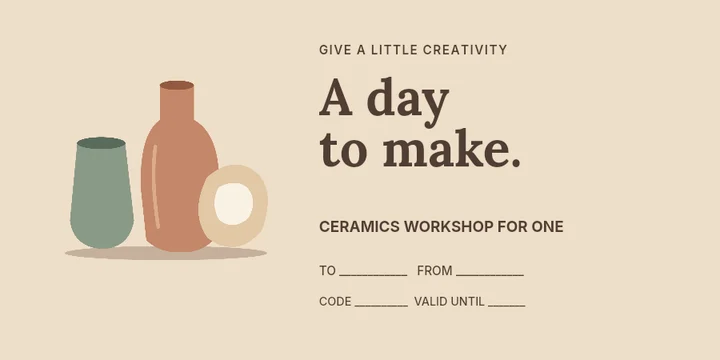 Ceramics workshop gift voucher template