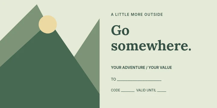 Outdoor adventure gift voucher template