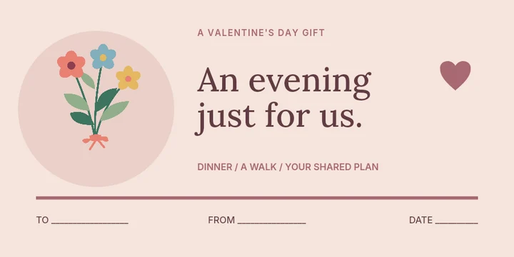An evening just for us — Valentine's Day gift voucher template