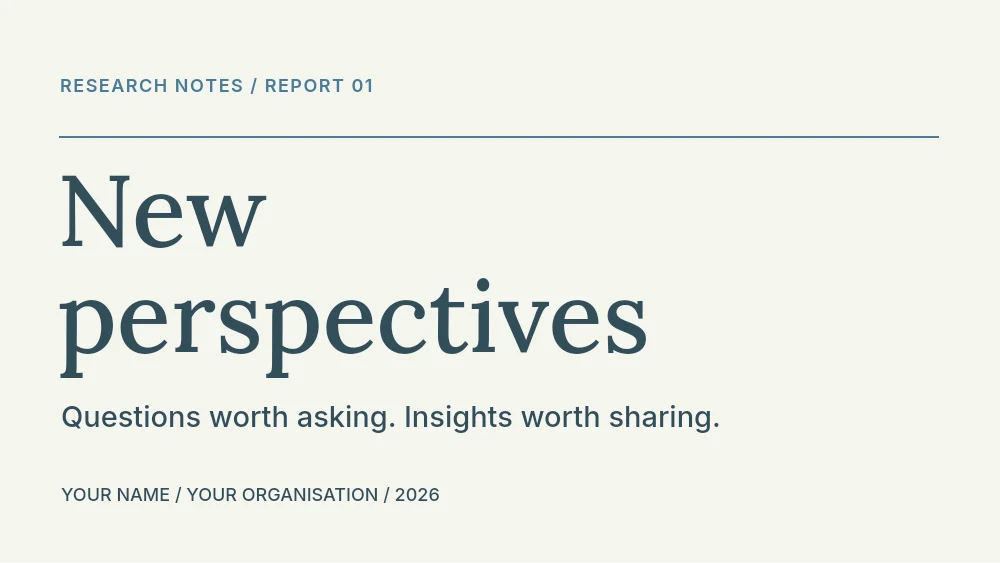 New perspectives presentation cover template · Research presentation cover