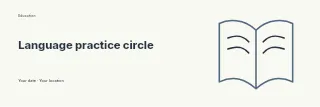 Language practice circle banner template · Horizontal photo dialogue