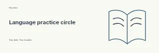 Language practice circle banner template · Horizontal photo dialogue
