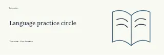 Language practice circle banner template · Horizontal photo dialogue