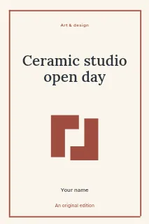 Ceramic studio open day book cover template · Framed editorial