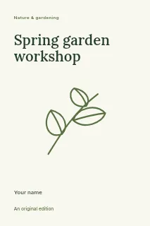 Spring garden workshop book cover template · Fine-line cover