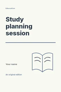 Study planning session book cover template · Typography & ornament