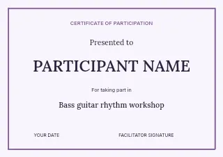 Bass guitar rhythm workshop certificate template · Structured certificates