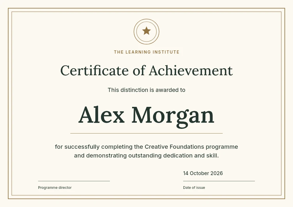 Academic honours certificate template