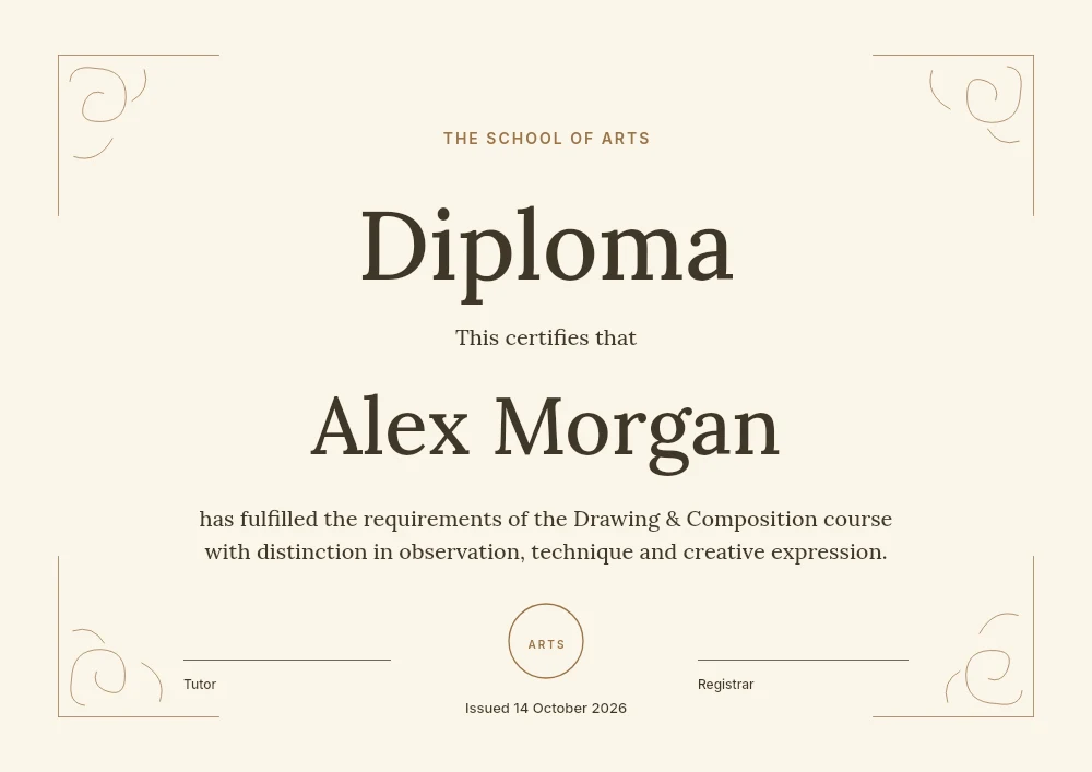 Heritage arts diploma certificate template