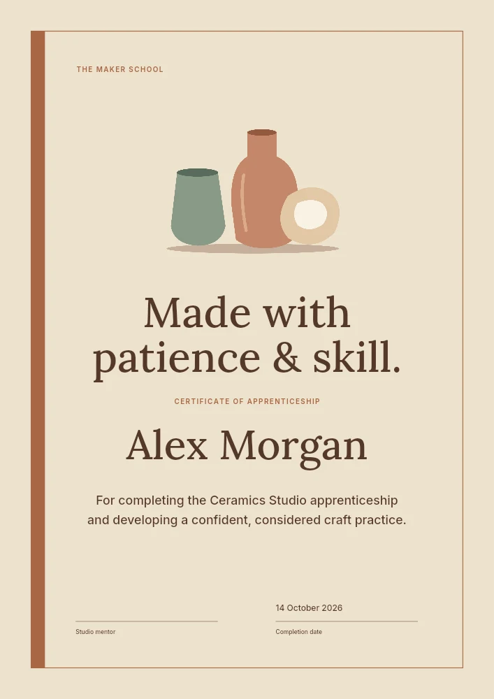Maker apprenticeship certificate template