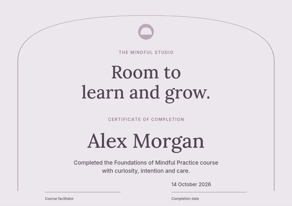 Mindful practice course certificate template