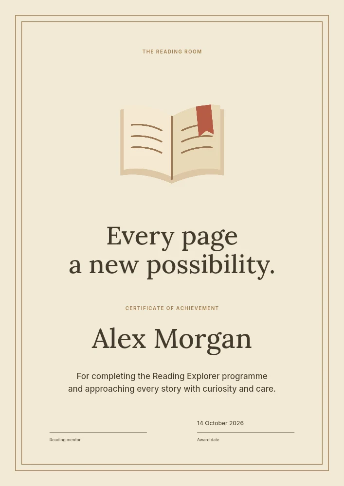 Reading explorer certificate template
