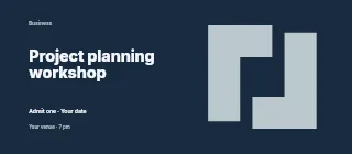 Project planning workshop event ticket template · Horizontal photo dialogue