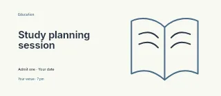 Study planning session event ticket template · Horizontal photo dialogue