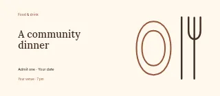 Spring A Community Dinner event ticket template · Horizontal photo dialogue