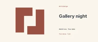 Spring Gallery Night event ticket template · Horizontal photo dialogue