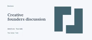 Creative founders discussion event ticket template · Horizontal photo dialogue