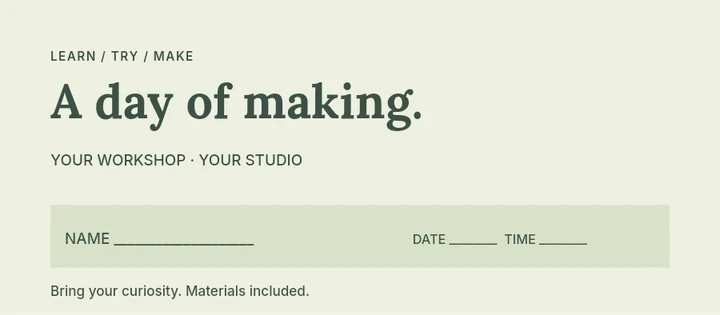 Creative workshop admission pass event ticket template