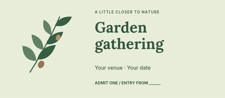Garden gathering entry ticket event ticket template