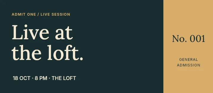 Live at the loft event ticket template · Concert ticket