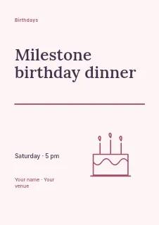 Milestone birthday dinner flyer template · Typography & ornament
