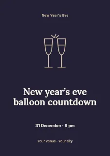 New Year’s Eve balloon countdown flyer template · Illustrated folio