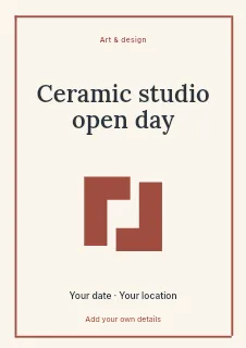 Ceramic studio open day flyer template · Framed editorial