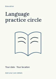 Language practice circle flyer template · Fine-line cover