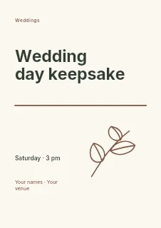 Wedding day keepsake flyer template · Typography & ornament