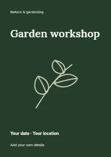 Spring Garden Workshop flyer template · Fine-line cover