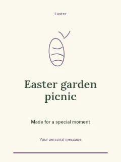 Easter garden picnic greeting card template · Botanical invitation