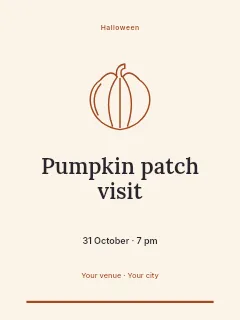 Pumpkin patch visit greeting card template · Botanical invitation