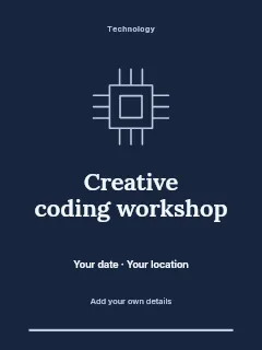 Creative coding workshop greeting card template · Botanical invitation