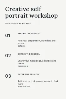 Creative self portrait workshop infographic template · Structured infographics