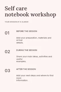 Self care notebook workshop infographic template · Structured infographics