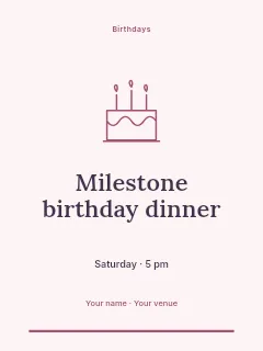 Milestone birthday dinner invitation template · Botanical invitation