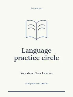 Language practice circle invitation template · Botanical invitation