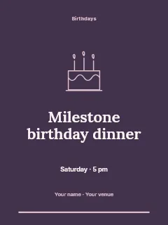 Milestone birthday dinner invitation template · Botanical invitation