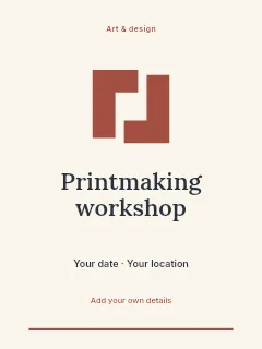 Printmaking workshop invitation template · Botanical invitation